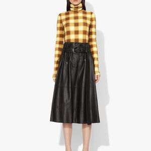 Proenza Schouler Diffused Gingham Jersey Long Sleeve Turtleneck